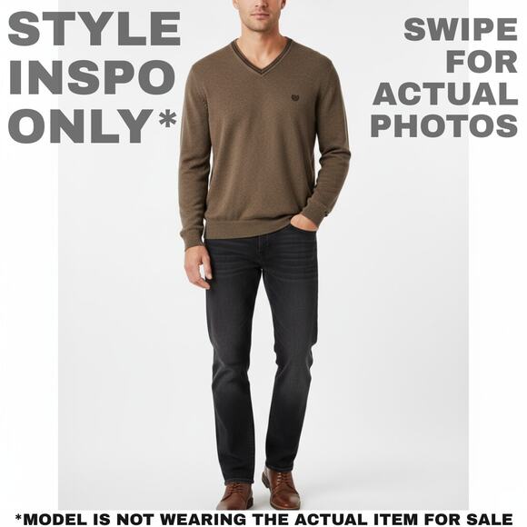 Chaps Men's Cotton Cashmere V-Neck Sweater Size M 0356 - Picture 2 of 9